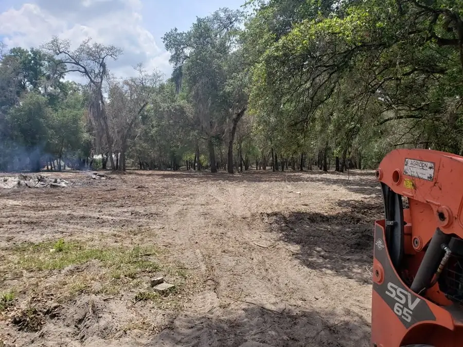 Cleared and graded Ocala property with mature live oaks left standing after land clearing
